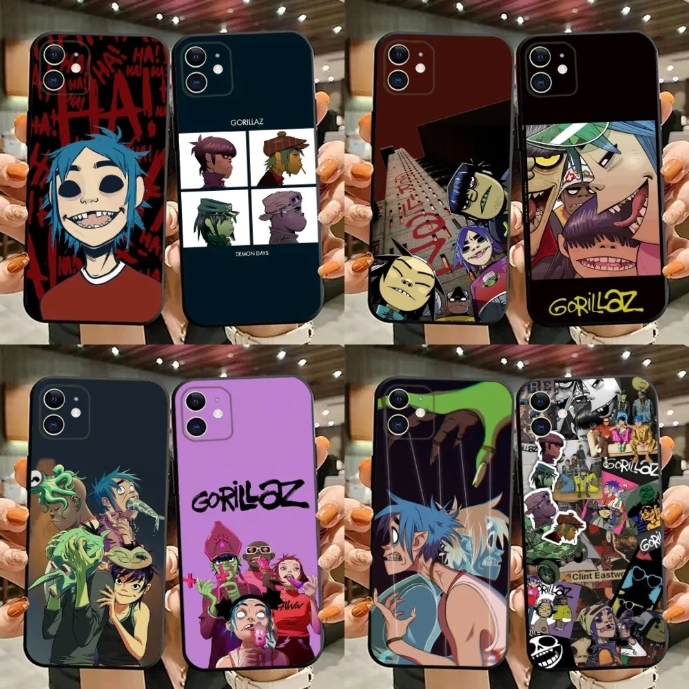 G-Gorillaz Rock Band Cartoon Phone Case For iPhone 15,14,13,12,11,Plus,Pro Max,XS,X,XR,SE,Mini,8,7 Soft Silicone Black Cover