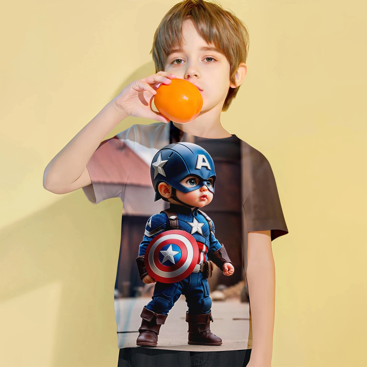 2024 Zomer Captain Americat-Shirt Met Korte Mouwen Mode Cool Ademend Casual Volwassen Tiener Identieke 3d Casual T-Shirt