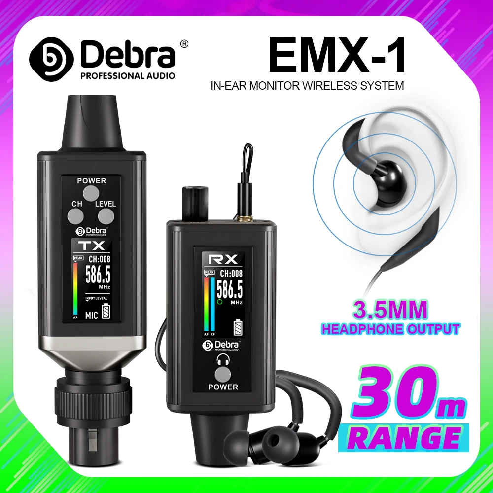 

Debra EMX-1 Wireless Monitoring System UHF Wireless Digital Signal Transmission Portable Rechargeable Monitoring System