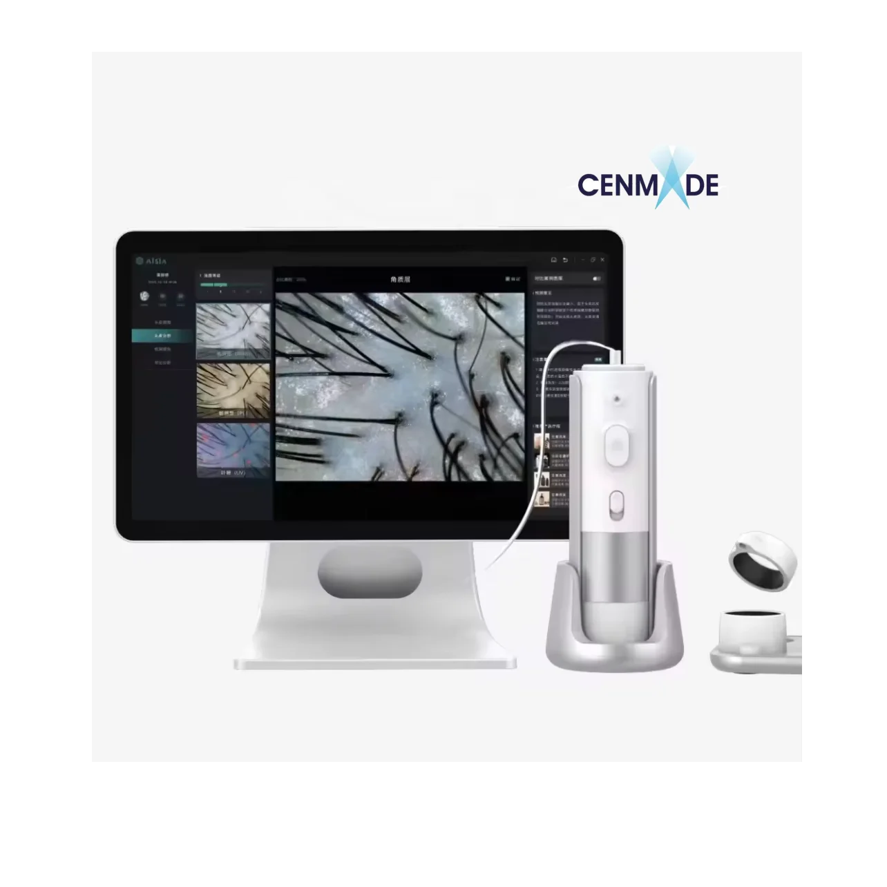 3D Smart AI Hair Follicle Scalp Detector, 15.6 Inch Touch Screen Professional Scalp Analysis Machine with Computer