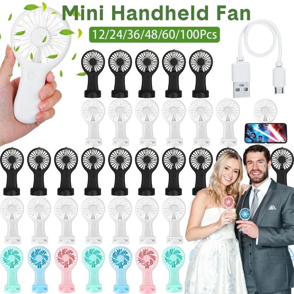 12-100 Pcs Mini Handheld Fan Bulk Wedding Fan USB Charging Portable Fan Party Favors Gift for Guests Bridal Shower Wedding Gifts