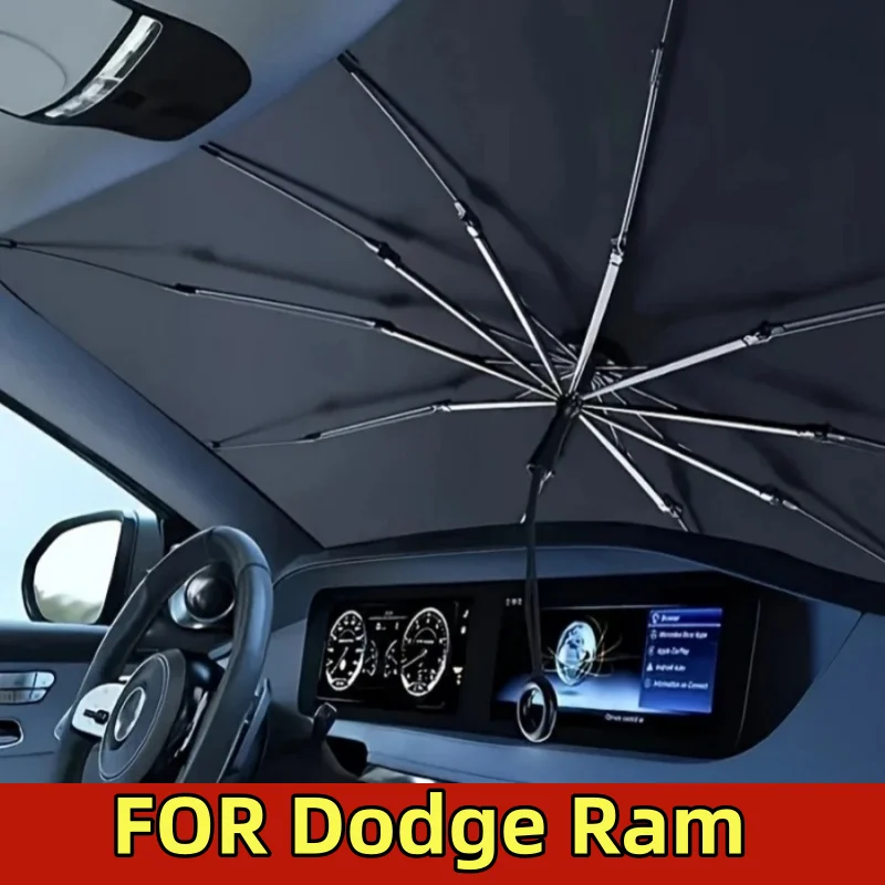 

FOR Dodge Ram Car Sunshade Front windshield Sun Shade with 360° Pull ring Cord Anti-Scratch Handle - Upgraded Car parasol