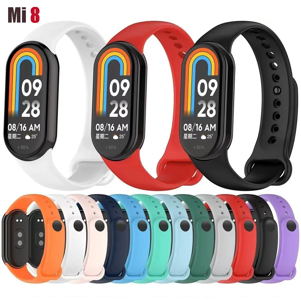 Ремешок силиконовый для Xiaomi Mi Band 8/8, сменный спортивный браслет для Mi Band 8