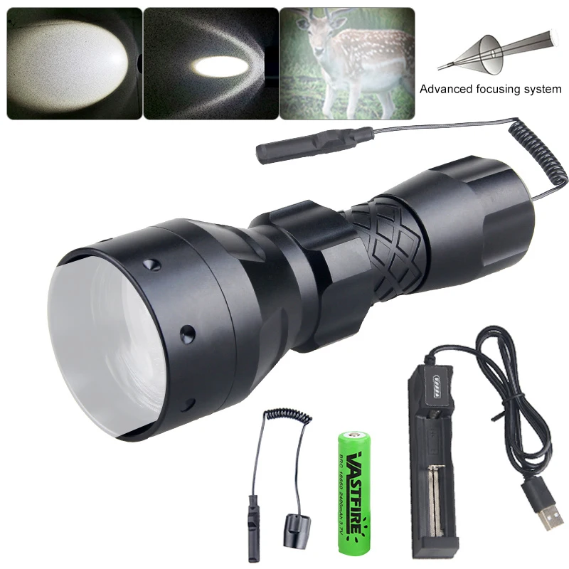 

Tactical Night Hunting Flashlight VA-T40 Waterproof 1 Mode Rifle Scope Torch Gun Mount Weapon Light Outdoor Camping Fishing Lamp