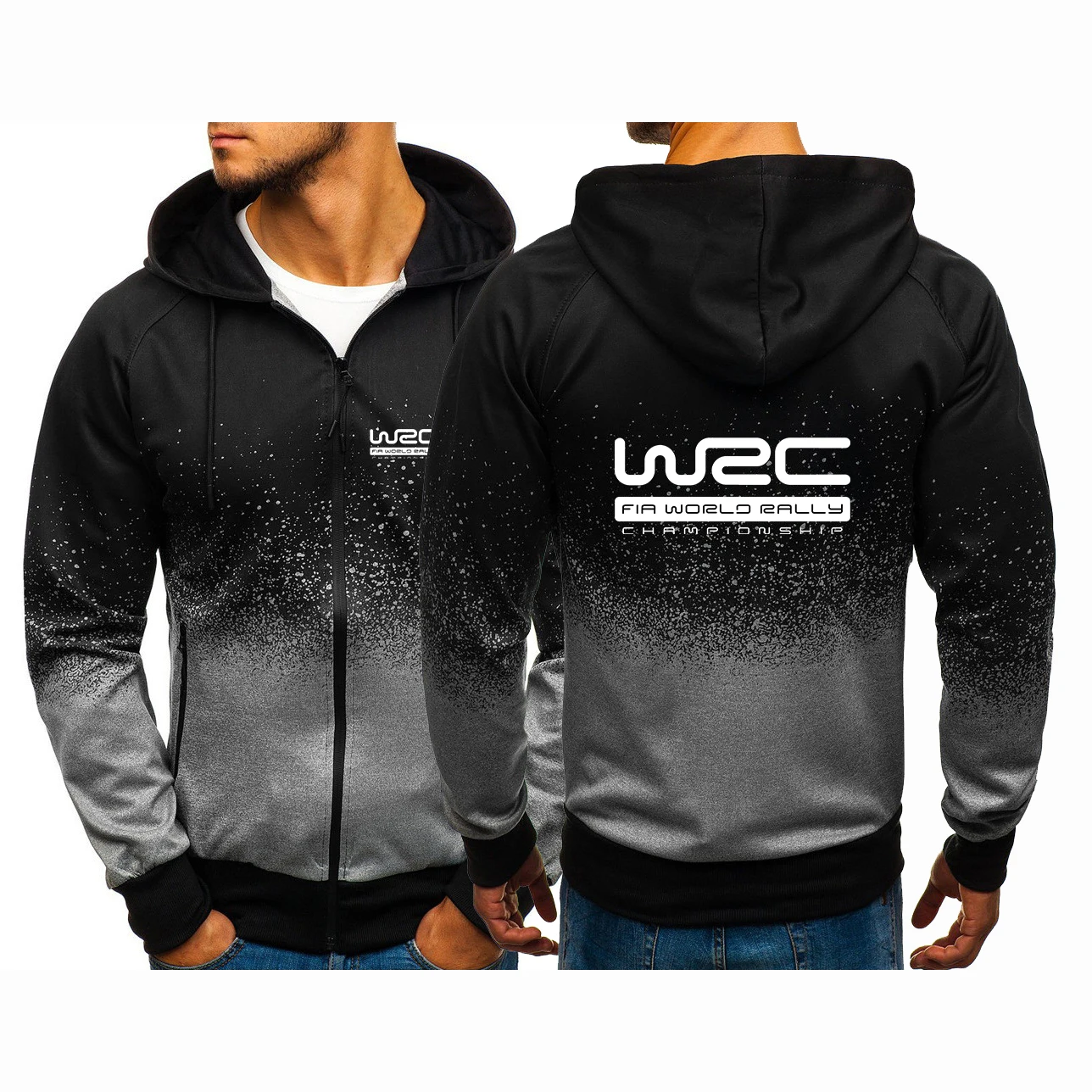 World Rally Championship WRC Printed Men Autumn Winter Gradient Fashion Harajuku Hoodie Zipper Up Pullover Sweatshirt Coat