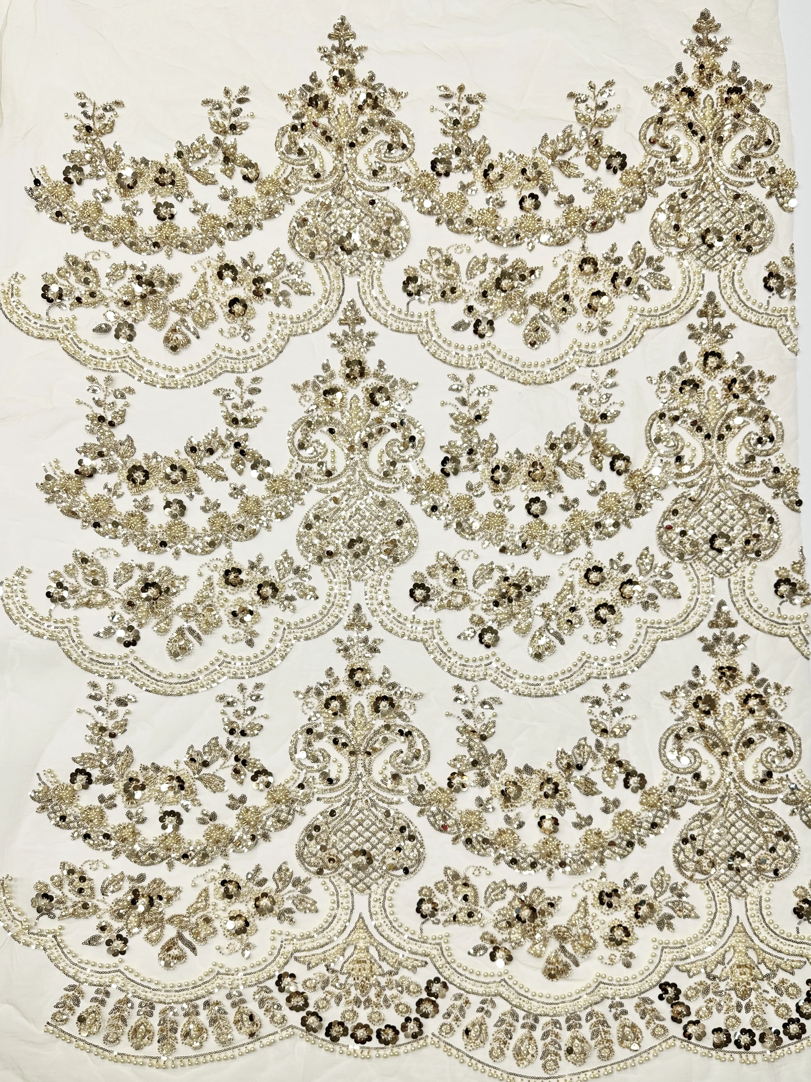 

Madison African French Beaded Lace Fabric High Quality Lace Embroidered Nigerian 3D Sequins Tulle Lace for Sew Party Dress