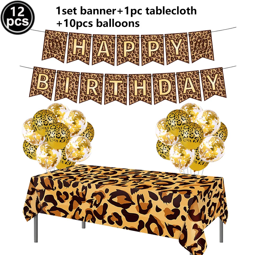 32 Zoll Leopardenmuster Zahlenballons 0-9 Gepardenmuster Folienballons für Wild One Safari Geburtstag Tiermuster Partydekoration