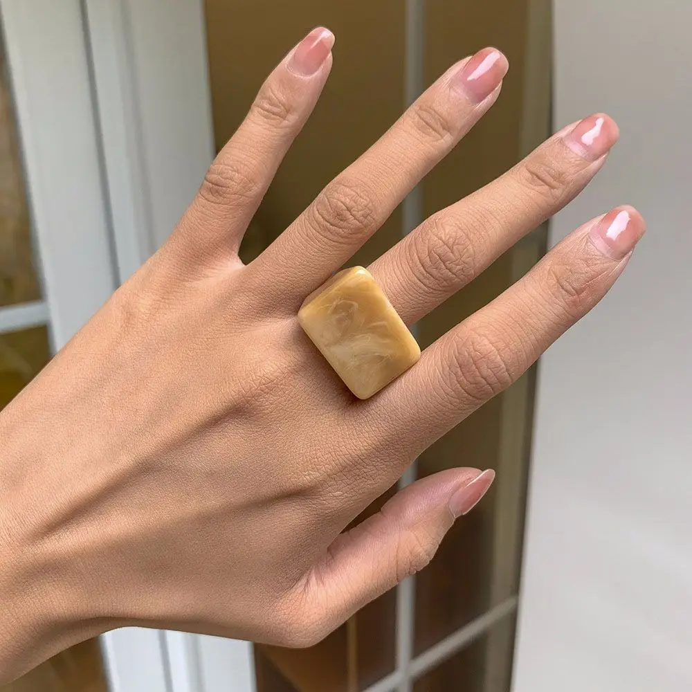 Punk Women Girls Transparent Geometric Chunky Marbling Candy Color Thumb Rings Resin Rings Fashion Jewelry Finger Rings