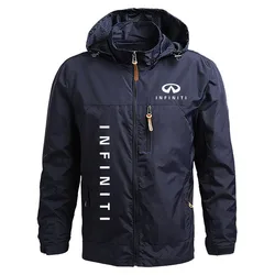 Solid Color Harajuku Men's Jacket Infiniti Car logo Print Fashion Trend Casual men's jacket Waterproof hooded men's coat