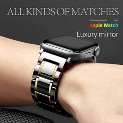 Ceramic Strap For Apple Watch 11 10 9 SE 3 46mm 42mm 41mm 45mm 44 40mm Band Stainless Steel Bracelet For iWatch Ultra 3/2/1 49mm