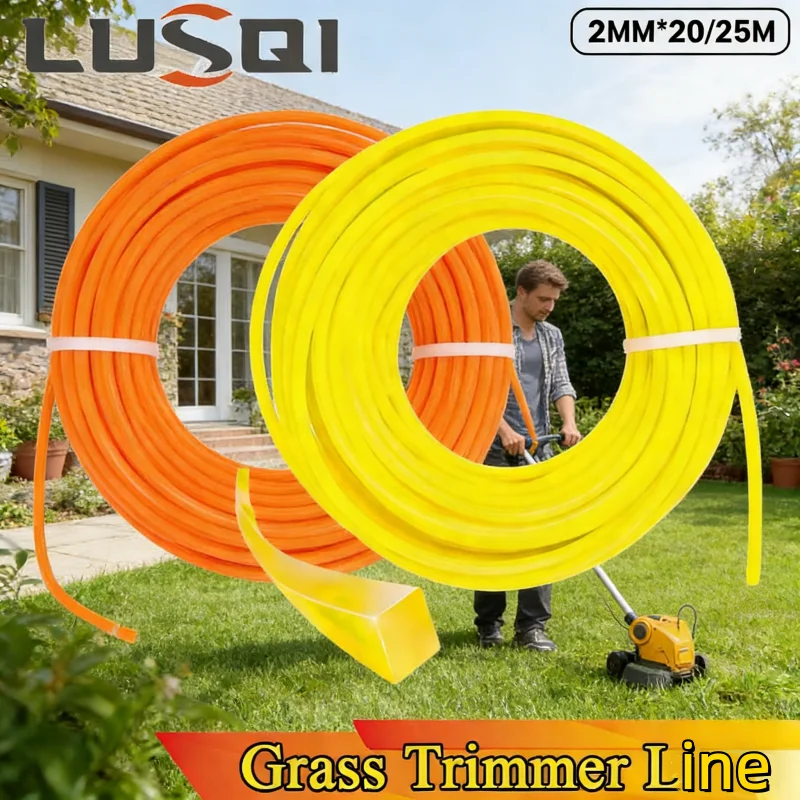 

Леска для триммера LUSQI Square 2/2.4 мм, нейлоновая, 20/25 м, двухцветная, для газонокосилок и кусторезов, сменная
