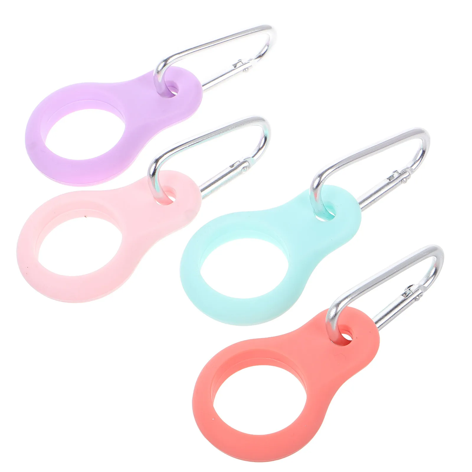 4Pcs Portable Water Bottle Buckle Clip Silicone Holder with Carabiner for Backpack Belt Bag Camping Hiking Mountaineering Quick