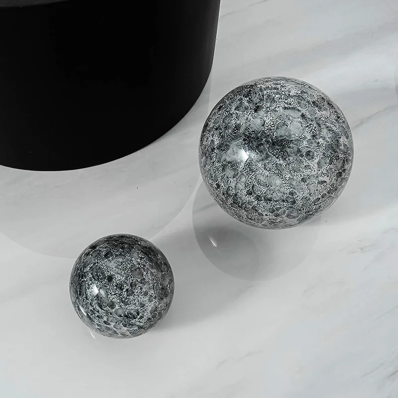Modern minimalist gray planet glass small ornament, model villa creative home jewelry desktop decoration