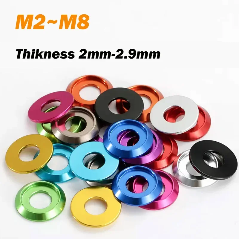 Cup Head Washer M2 M2.5 M3 M4 M5 M6 M8 Aluminum Alloy Colourful Aluminum Cnc Washer For Anodized Button Head Screw Bolts