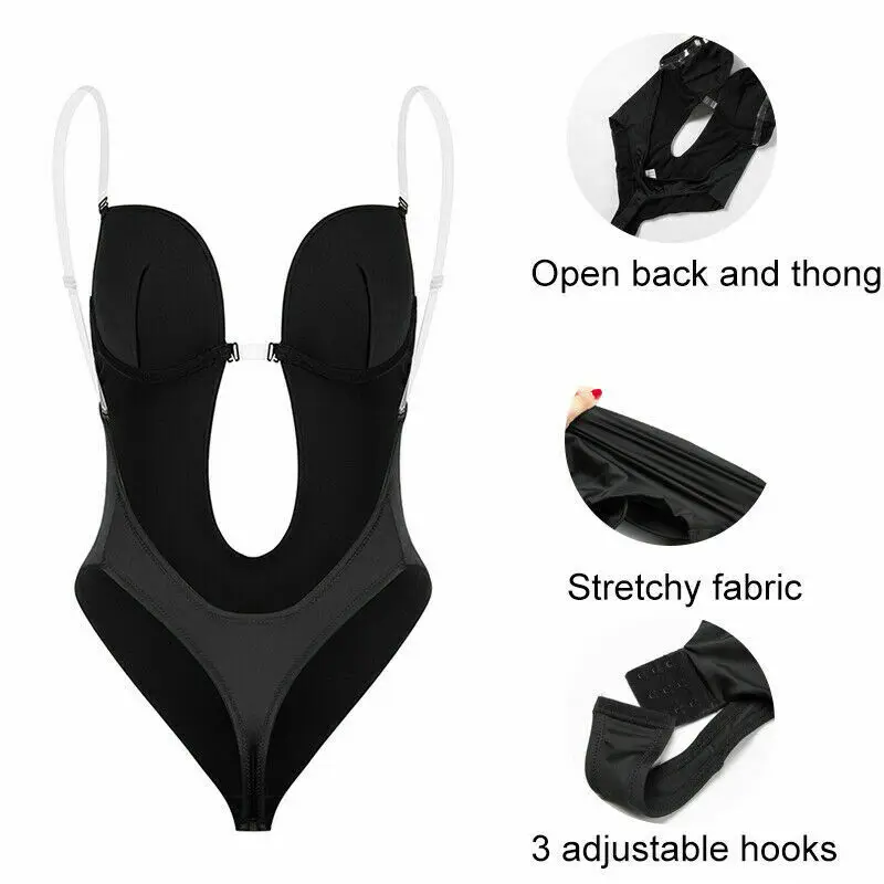 Sexy Vrouwen Diep U Duik Naadloze Push-Up Bh String Rugloze Jurk Bodysuit Shaper Bodysuit Feestjurk Ondergoed Body Shaper