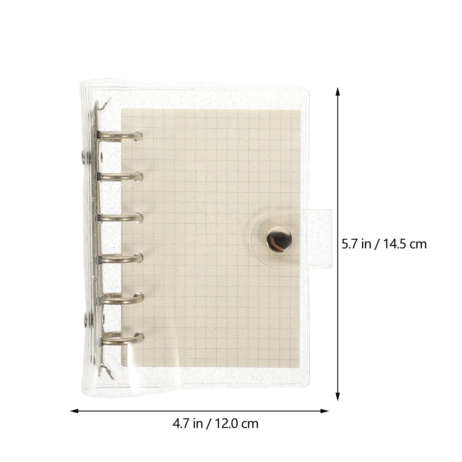1Set Adorable Transparent PVC Cover Loose-Leaf Notebook A7 Size Lightweight Compact Portable Small Notepad for Students Daily