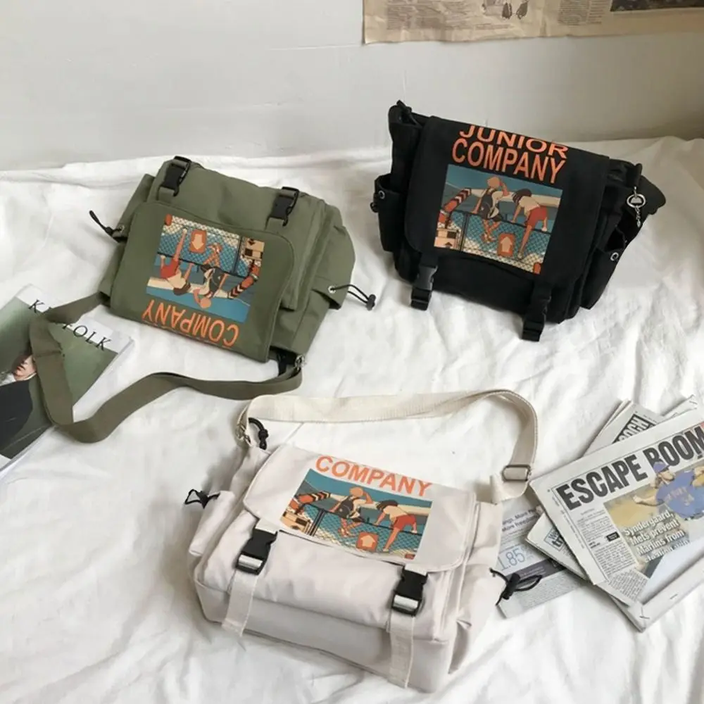 

Fashion Square Men Crossbody Bag Couple Style Print Messenger Bag Multi-Pockets Multifunctional Sling Bag Hiking
