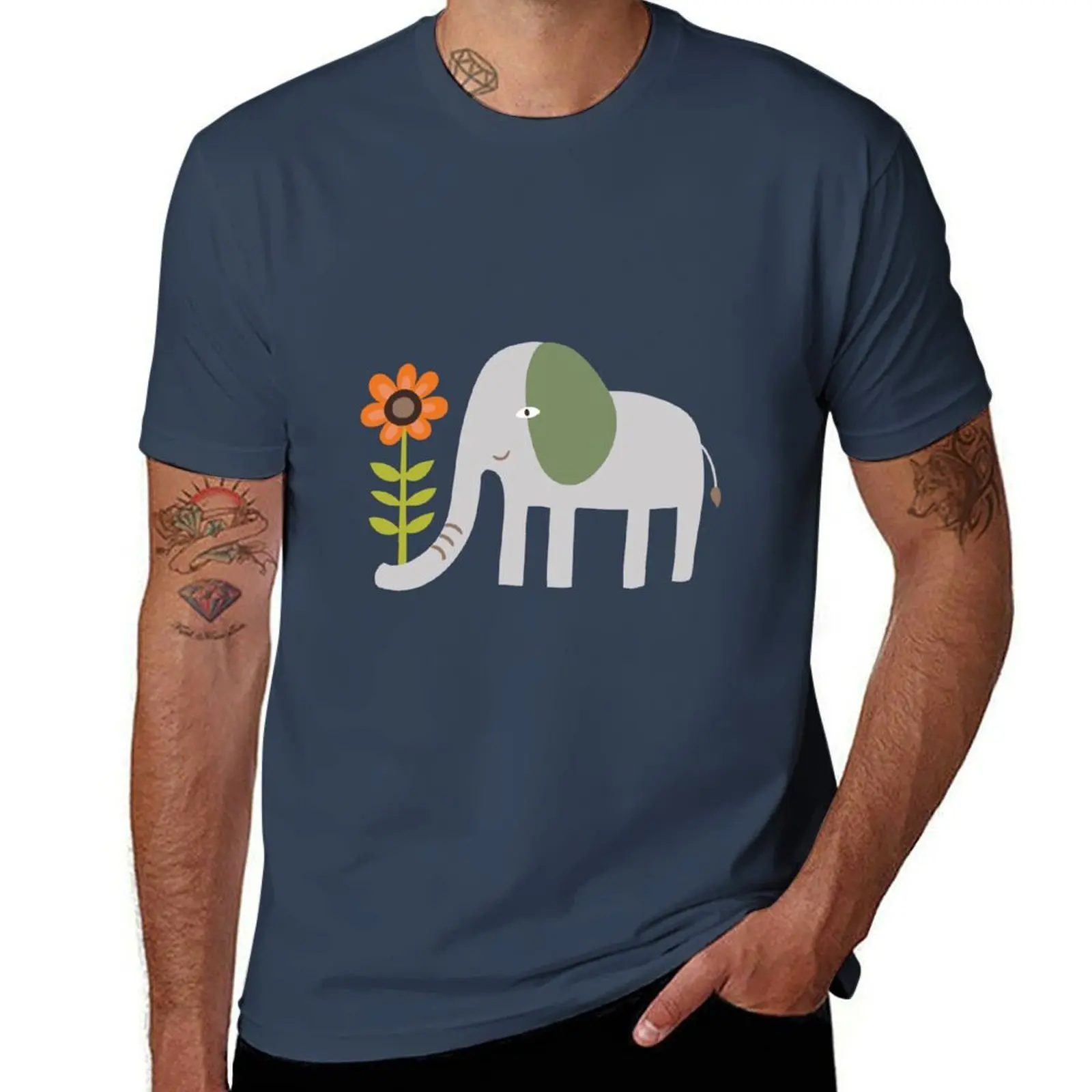 Joyful Jungle on Navy - Elephant jungle by Cecca Designs T-Shirt Funny t-shirt plus sizes mens fashion