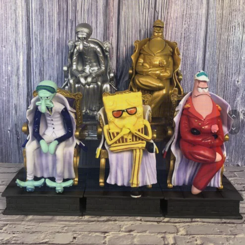 

23cm One Piece Anime Three Generals Sitting Throne Barley Octopus Red Dog Yellow Ape Action Figure Collection Model PVC Toy gift