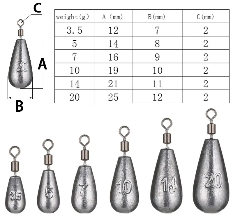 TAKEDO FD04 Free Drop Angeln Gewicht Sinker 3,5g 5g 7g 10g 14g 20g Angeln Sinker mit Wirbel Angeln Zubehör Für Angeln – Detail 4
