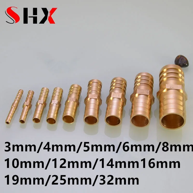 

3 4 5 6 8 10 12 14 16 19 25 Mm Brass Straight Hose Pipe Fitting Equal Barb Water Pipe Joint Gas Copper Coupler Connector Adapter