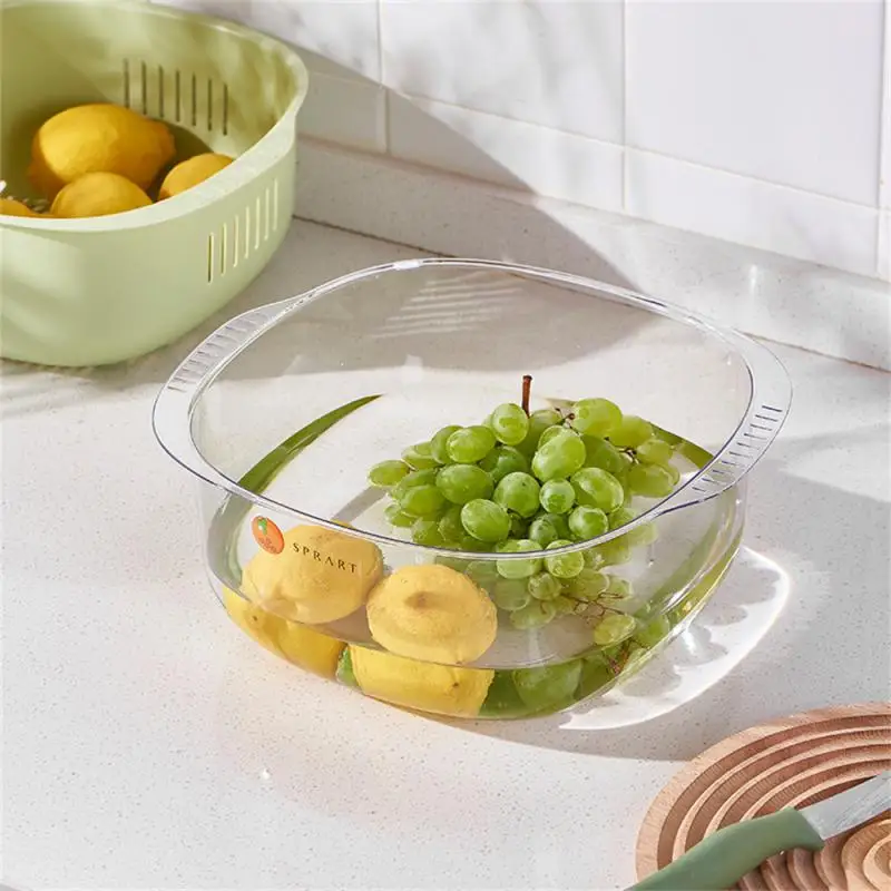 

Kitchen Washing Basket Multifunctional Double Layer Drainage Fruit Plate Suspended Dust Cover Kitchen Drainage Basket