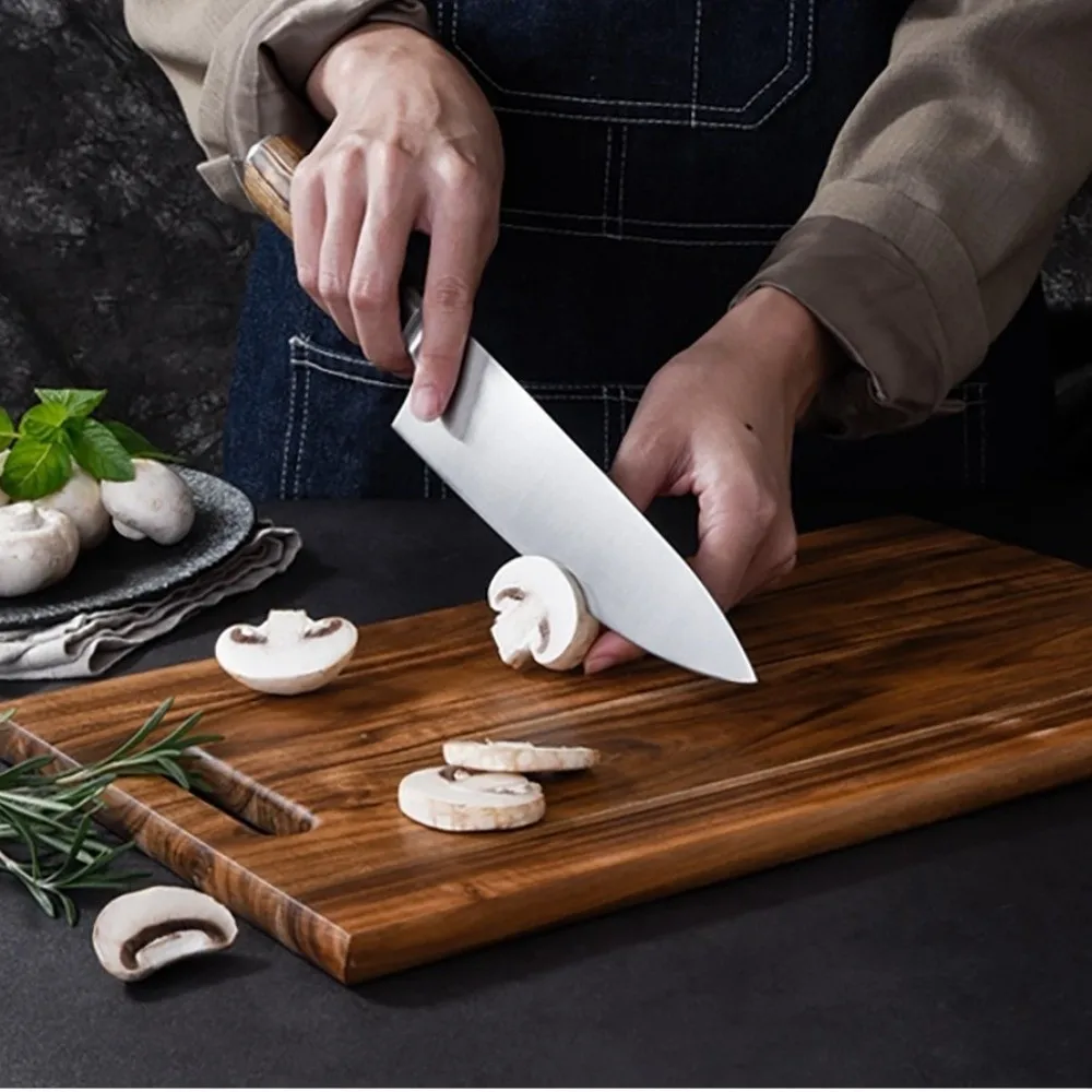 

Thickened Solid Wood Cutting Boards Natural Color Smooth Surface Chopping Board Wood Rectangle Shape Cooked Food Tray Kitchen