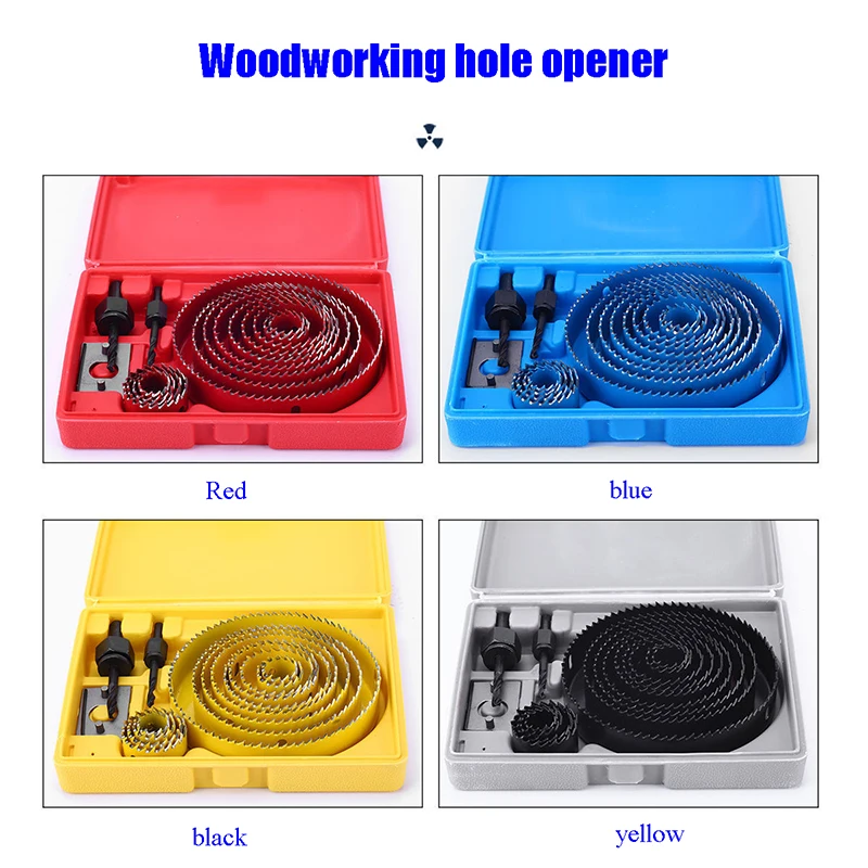 5/8/13PcsWoodworking Hole Opener Set Plastic Lamp Tube PVC Gypsum Board Drill Bit Wood Gun Drill Reamer Cup Saw 19-127mm Set