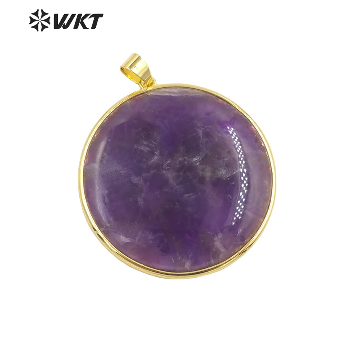 

WT-P1798 WKT New Natural Stone Pendant Circle Bezel Gold Plated Five Colors Choice Pendant Women's Necklace Earrings Jewelry