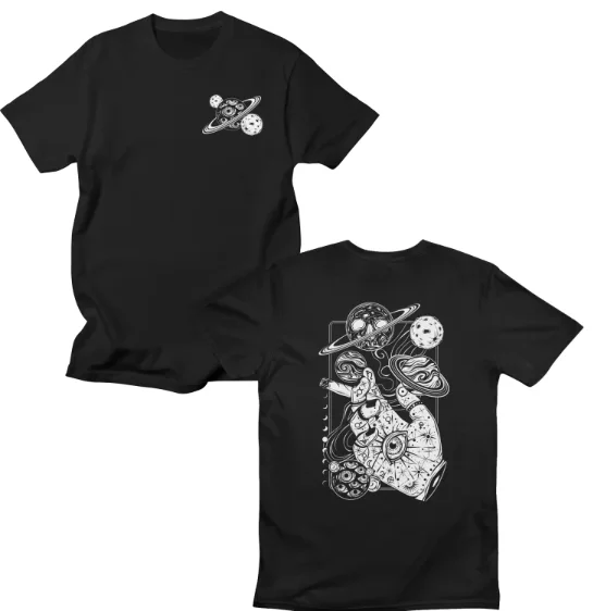 

с загадочным пространством - тематический художественный узор, трендовая индивидуальная модная футболка из 100 хлопка с короткими рукавами и круглым вырезом, футболка