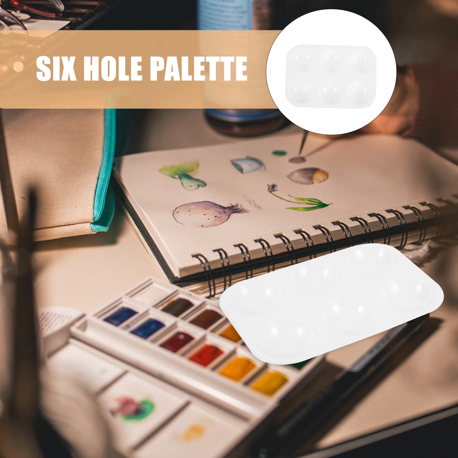 

12 Pcs Palette Water Color Paint Trays Watercolor White Six Hole Graffiti Child
