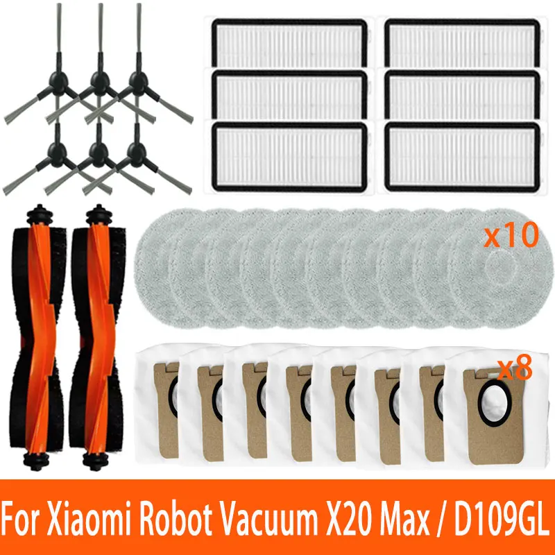 

Accessories For Xiaomi Robot Vacuum X20 Max / D109GL Vacuum Parts Main Roller Side Brush Hepa Filter Mop Cloth Dust Bag