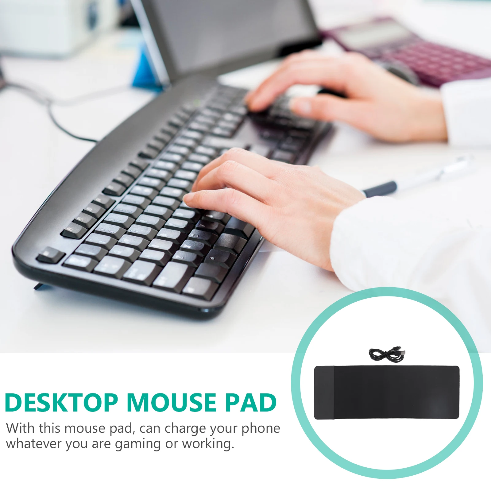 

Wireless Charging Mouse Pad 800x300x4mm Black 15W Large Desk Mat Gaming Office Thick Anti Slip Rubber Cloth Phone Case
