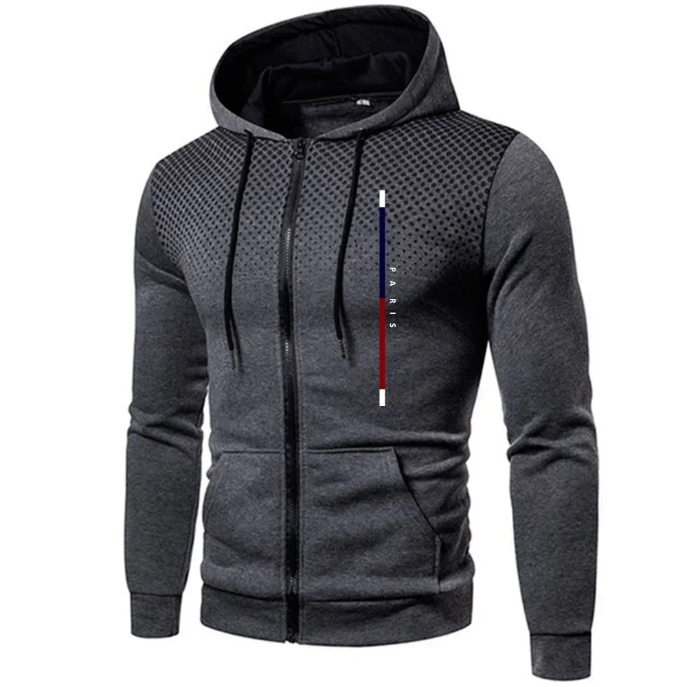 Mens Jackets Printing Casual Zipper Hooded Coat Outdoors Sports Jogging Mens Clothing Autumn Winter Street Round Dot Sweatshirts