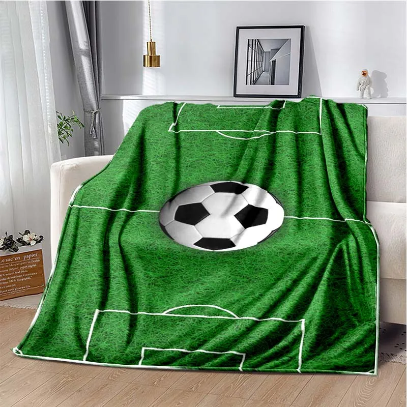 HD football field sports style printed blanket sofa bed hotel office warm flannel blanket portable picnic outdoor blanket