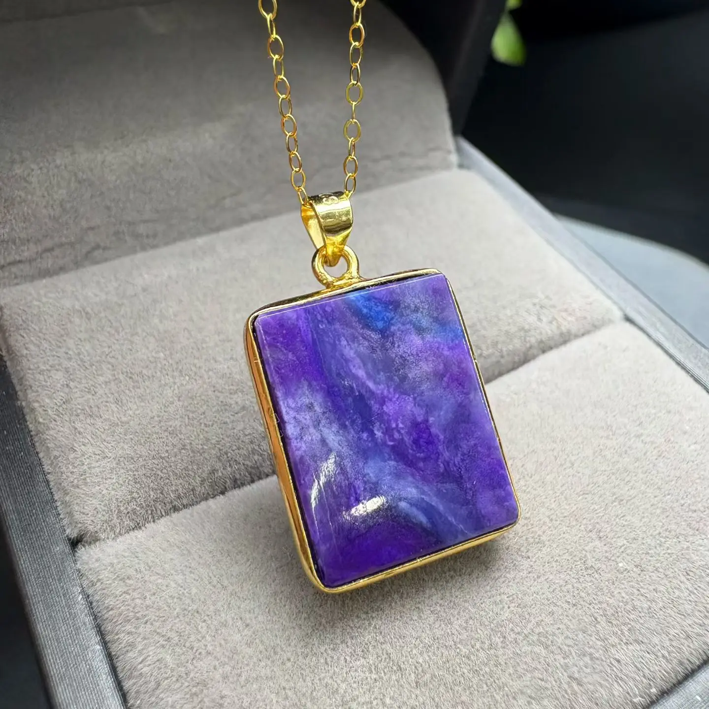 

1 Pc Fengbaowu Natural Sugilite Pendant Square Rectangle 925 Sterling Silver Reiki Healing Stone Jewelry Gift For Women Men