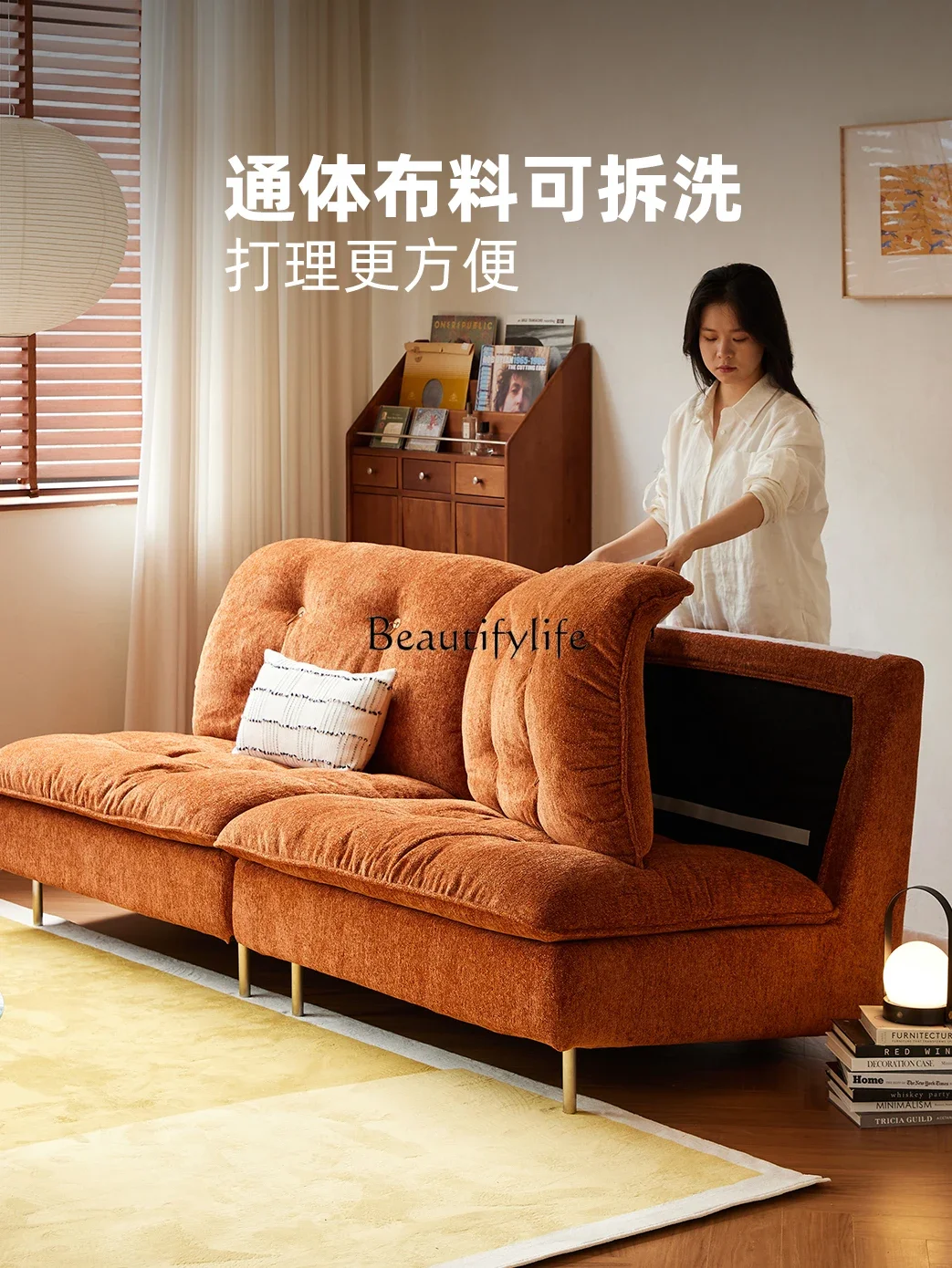 XX39Retro French medieval fabric small apartment double triple straight row sofa original design