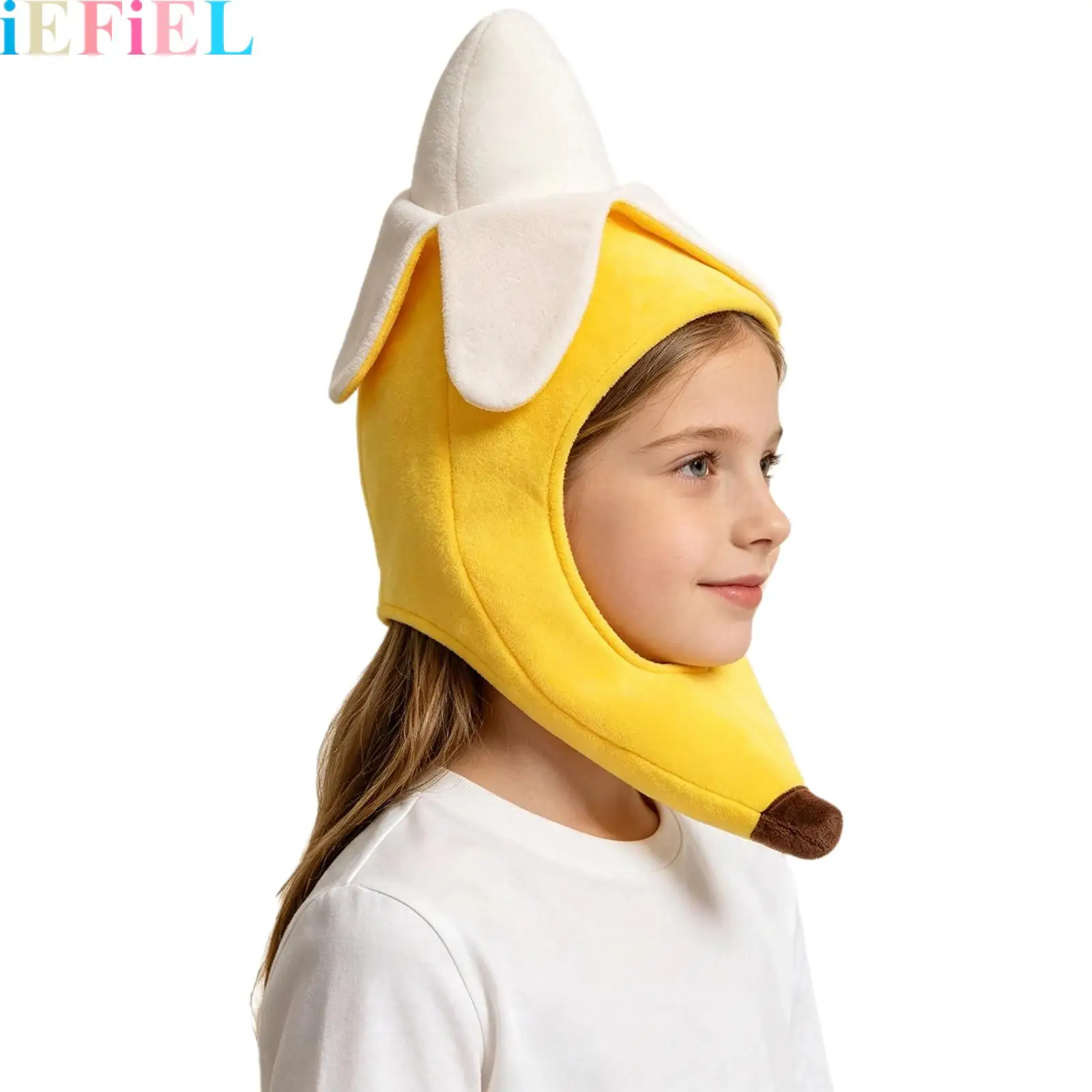 Women Men Funny Peeled Banana Hat Cute Velvet Banana Headpiece Costume Accessory Headwear Photo Shoot Props for Adults