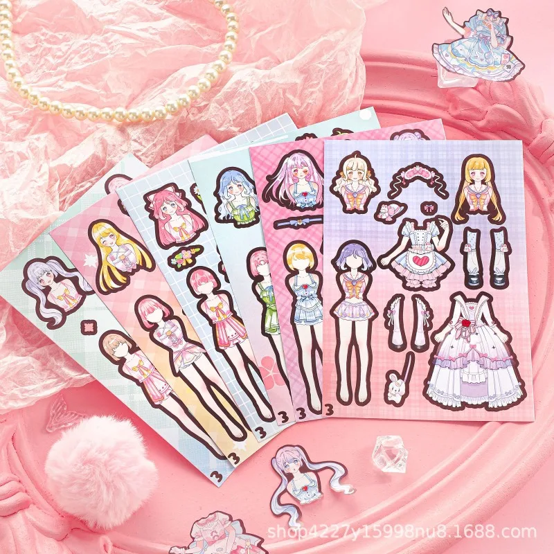 Cute Cartoon Princess Dress-up Stickers - DIY Change Expression & Clothes Lolita Dressing Room Costume Show Fun Girl Puzzle Game