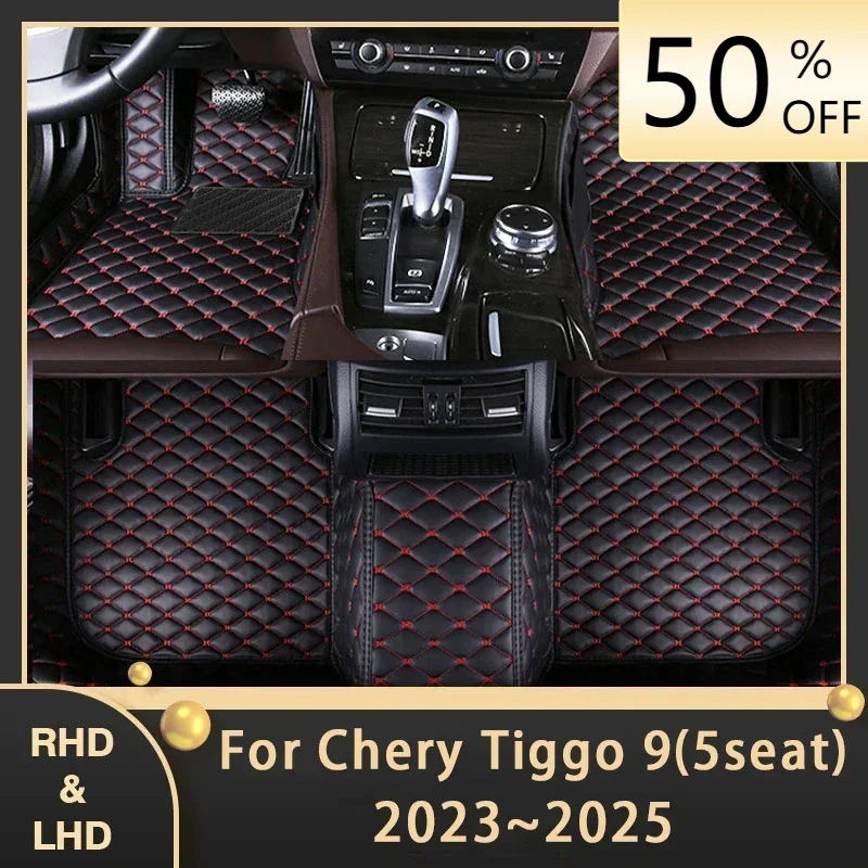 Car Floor Mats For Chery Tiggo 9 Jaecoo 9 2023 2024 2025 5seat Custom Auto Foot Pads Leather Carpet Interior Accessories