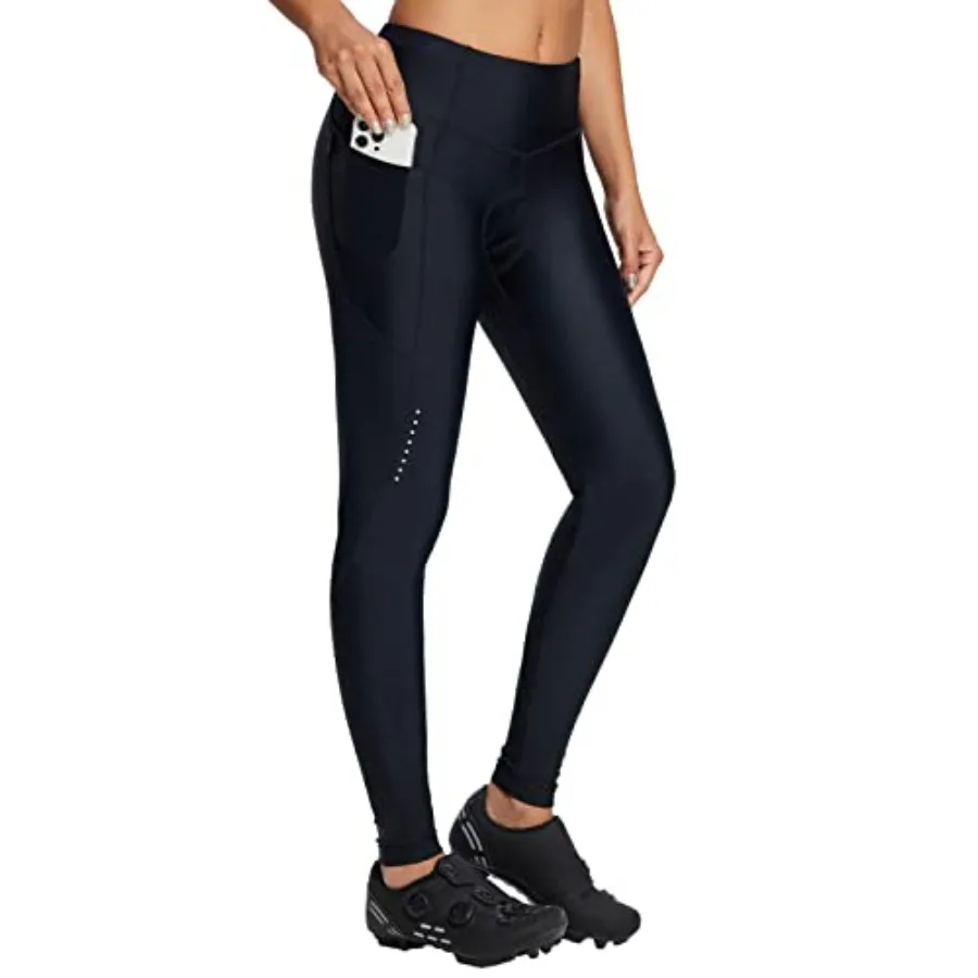 

baleaf Women's Bike Pants 4D Padded Cycling Tights High Waisted Bicycle Clothes Pockets Biking Apparel UPF 50+