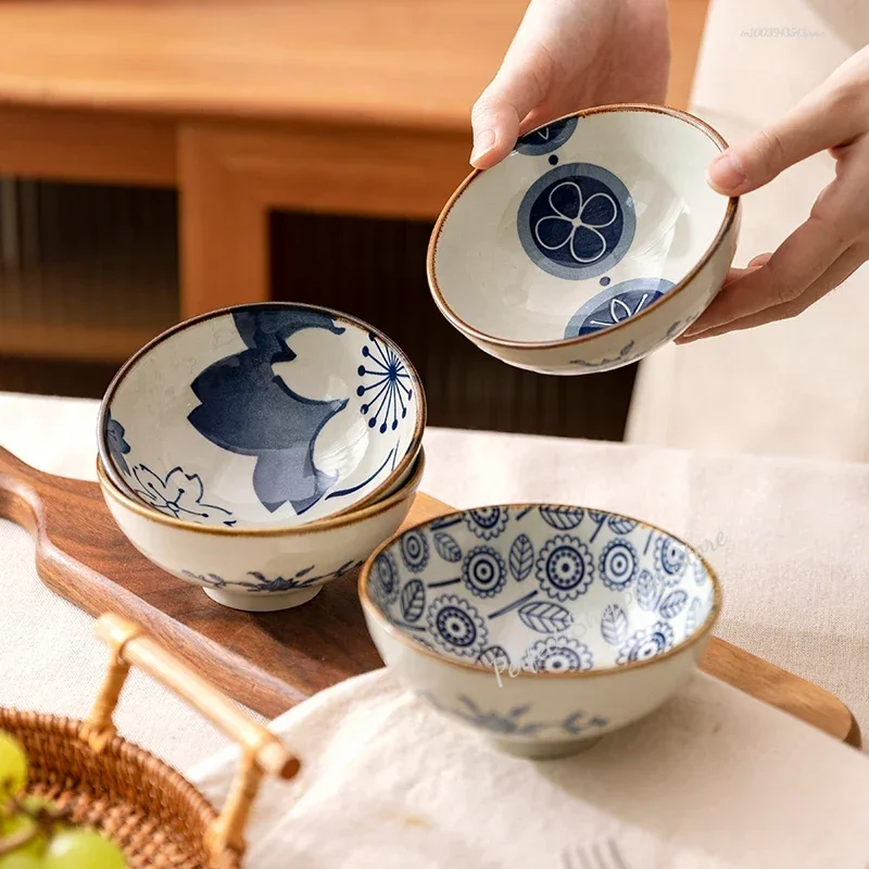 Japanese Ceramic Rice Bowl Set Heat-resistant Dessert Snack Microwave Safe Kitchen Noodle Tableware Set Salad Bowls Soup Cocina