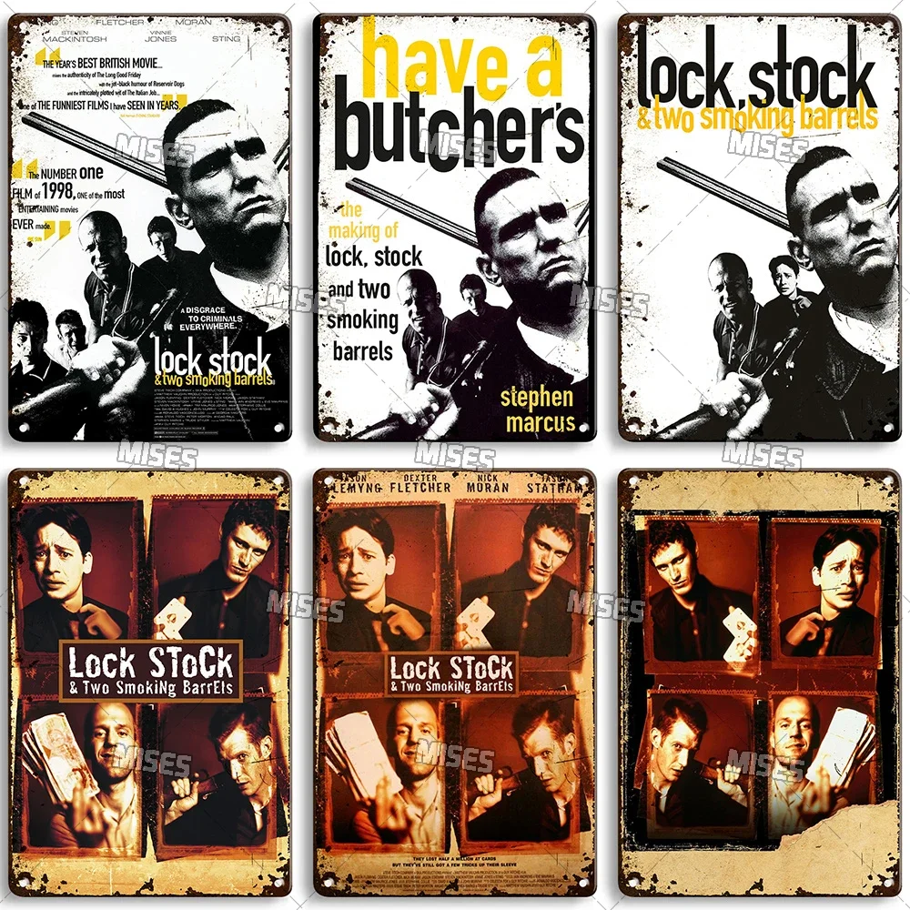 MISES Movie Lock, Stock and Two Smoking Barrels Metal Tin Sign Vintage Metal Poster Wall Plate Home Cafe Metal Plaque Wall Decor