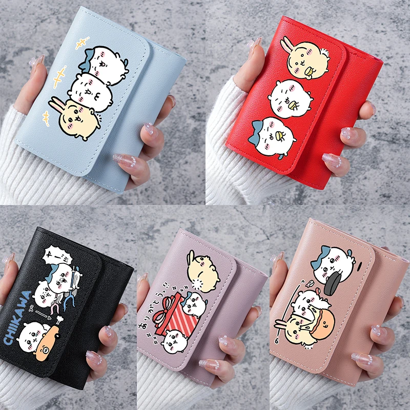 

Chiikawa Wallet Card Holder Key Storage Coin Purse Hachiware Usagi Tri-Fold Ultra-Thin Multi-Function Card Case Short Wallet Bag