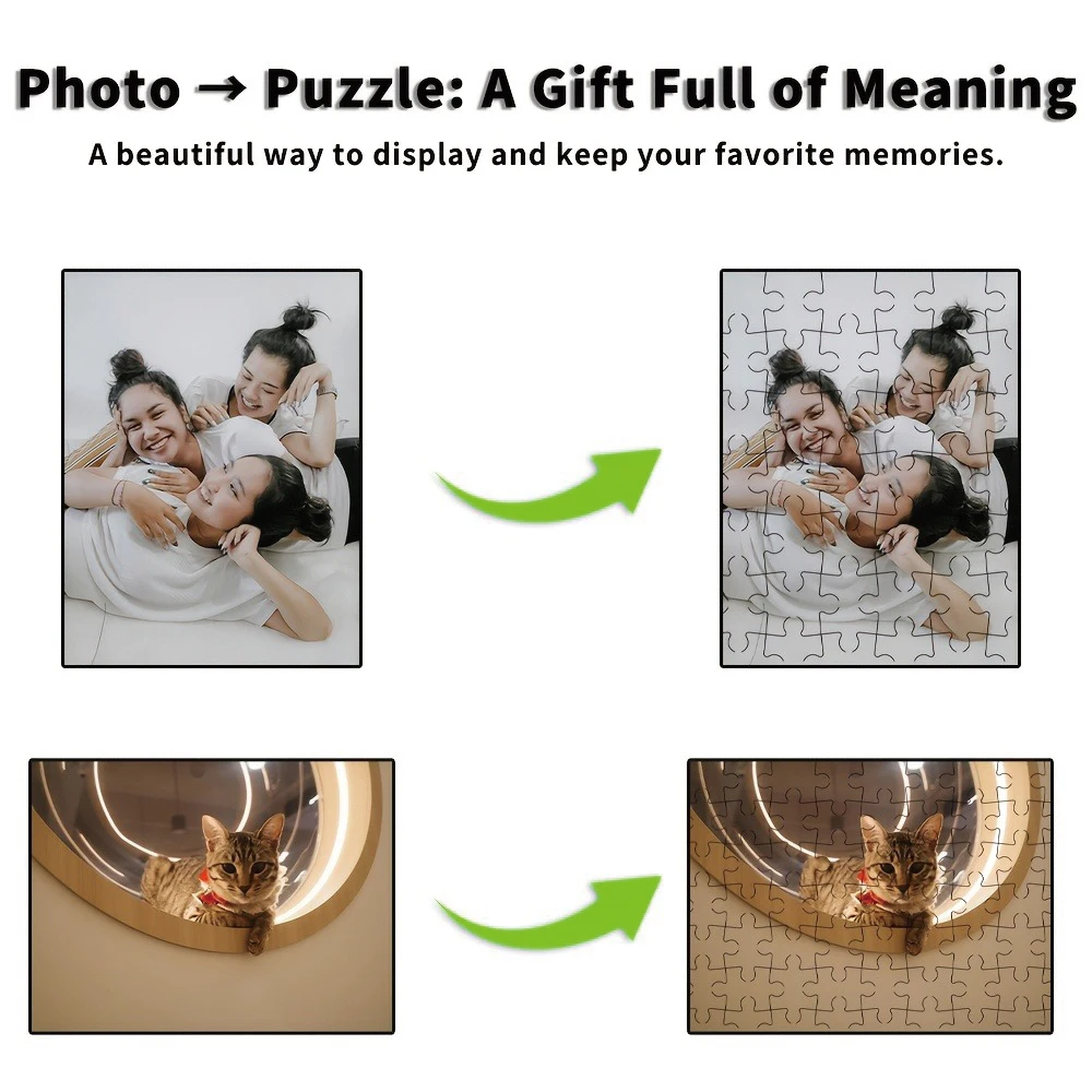 35/300/500/1043pcs Personalized Custom Photo Puzzle Selfie Photo Photo Unique Gift For Dad Mom Mother's Day