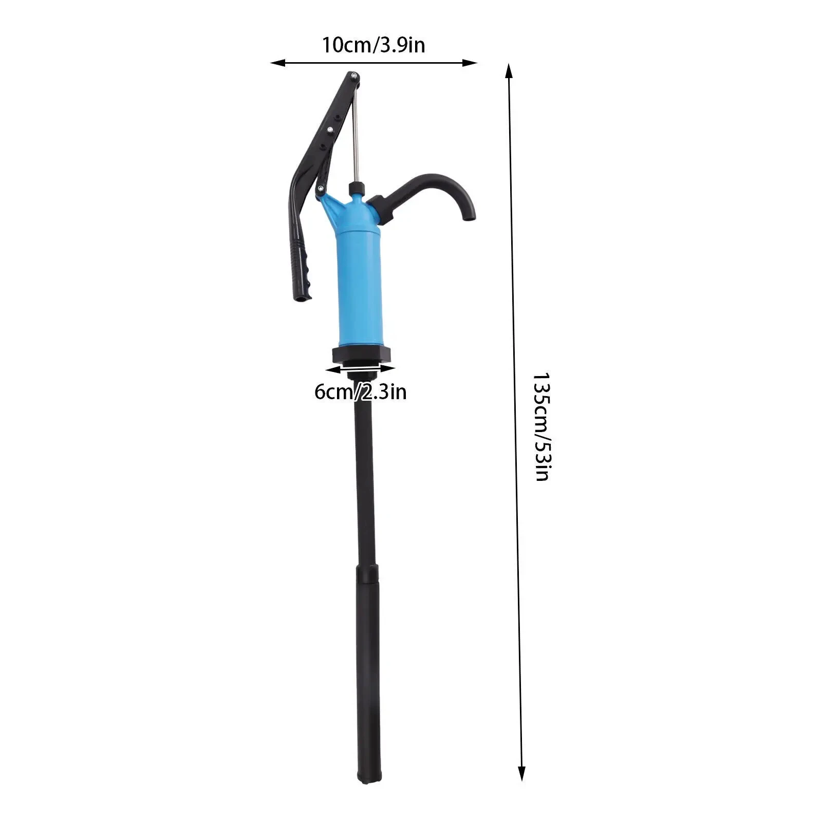 High flow lever drum pump, manual, stainless steel portable, suitable for 5 55 gallon fuel tanks of diesel, water, and oil