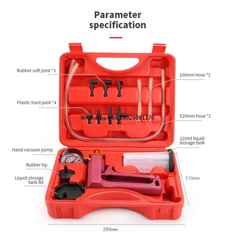 Brake Bleeder Kit with Handheld Vacuum Pump Brake and Clutch Bleeding System Automotive Brake Fluid Bleeding Set for Car Truck