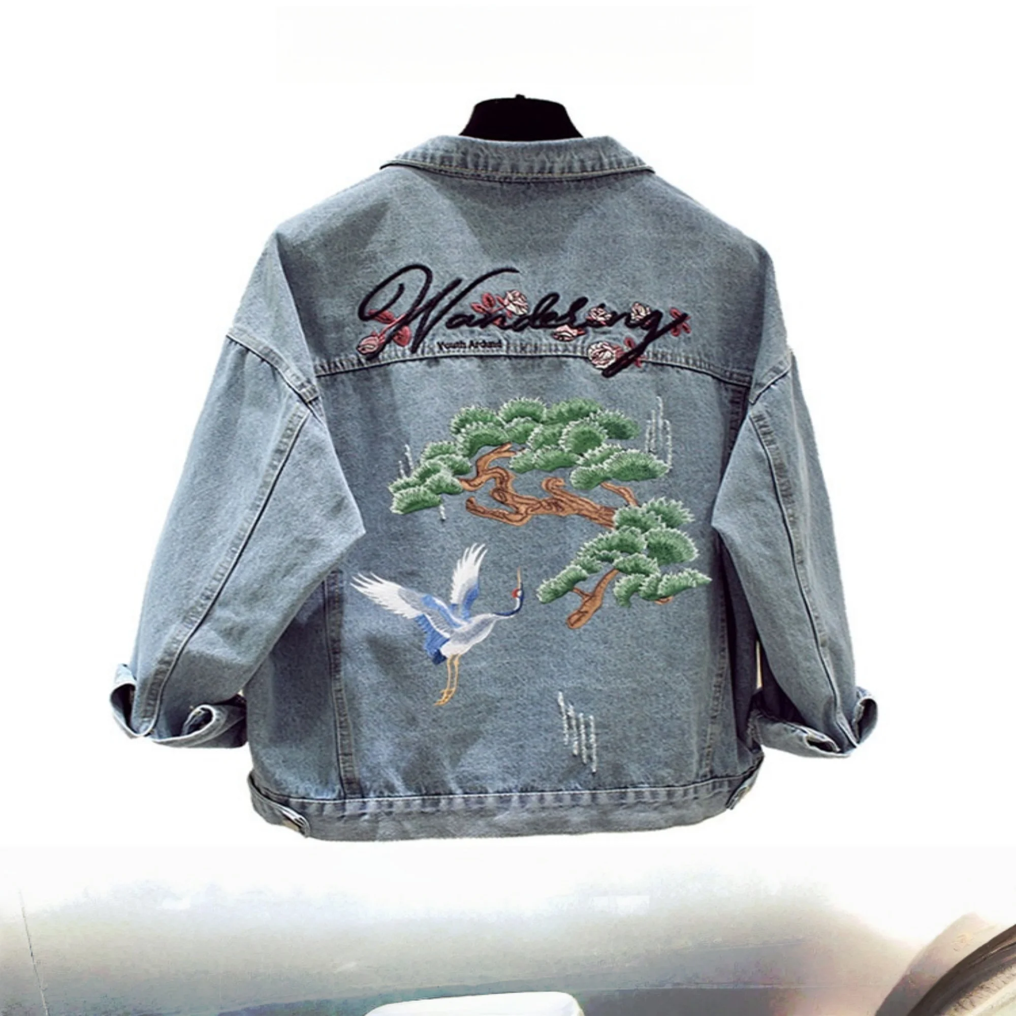 Symmetrical Pine Tree Embroidered Iron-On Patch Chinese Style Fabric Applique Green Gold Accents Clothing Repair Decor DIY Sewin