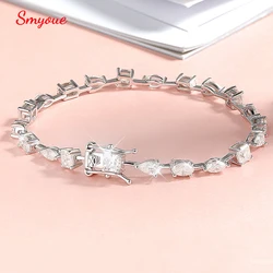 Smyoue 18K Gold Plated All Moissanite Tennis Bracelets for Women Luxury S925 Sterling Silver Jewelry Full Diamond Bracelets