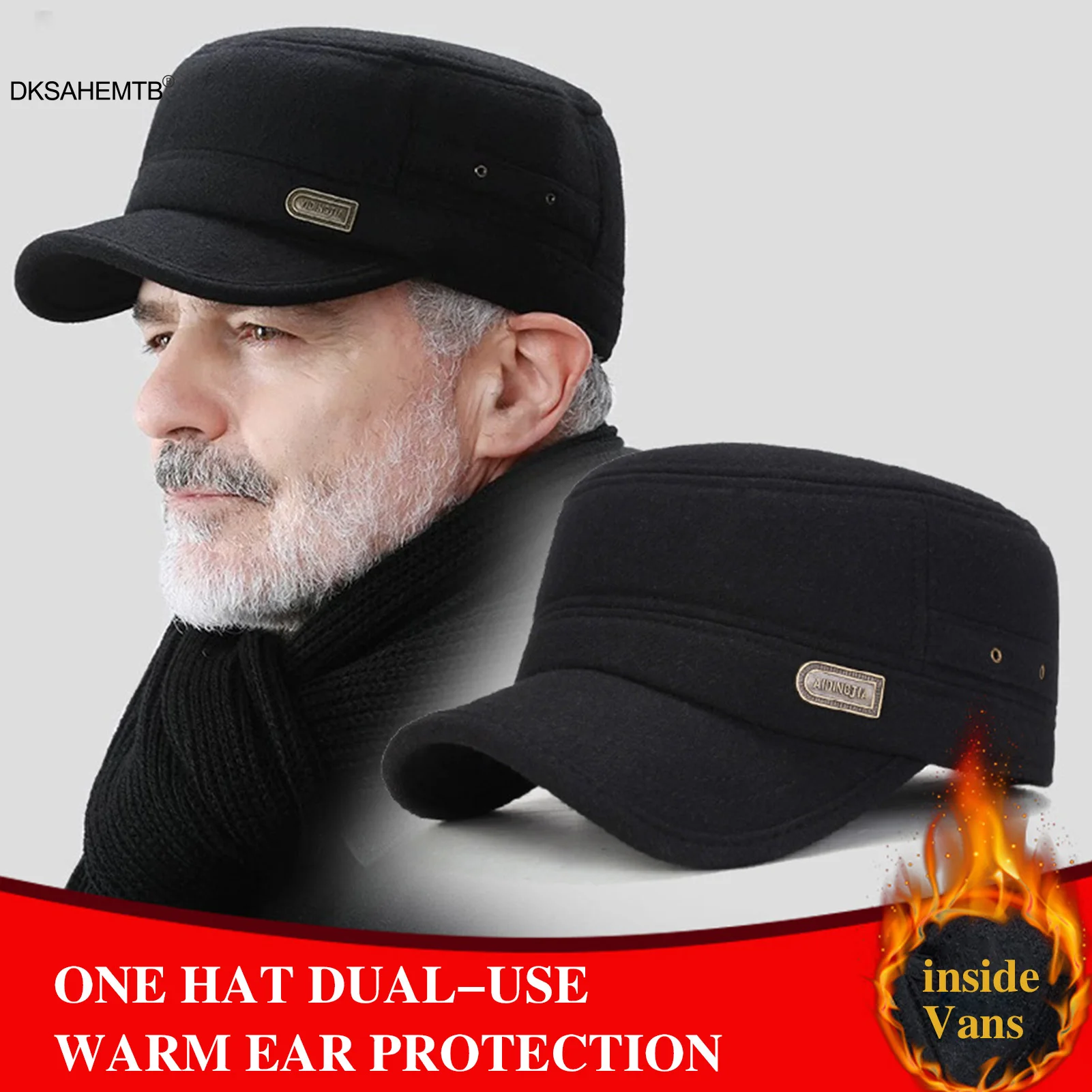 

Windproof Fishing Caps For Men Winter Outdoor Warm Hat Fishing Cycling Camping Thickened Flat Top Hat Winter Plush Warm Hat